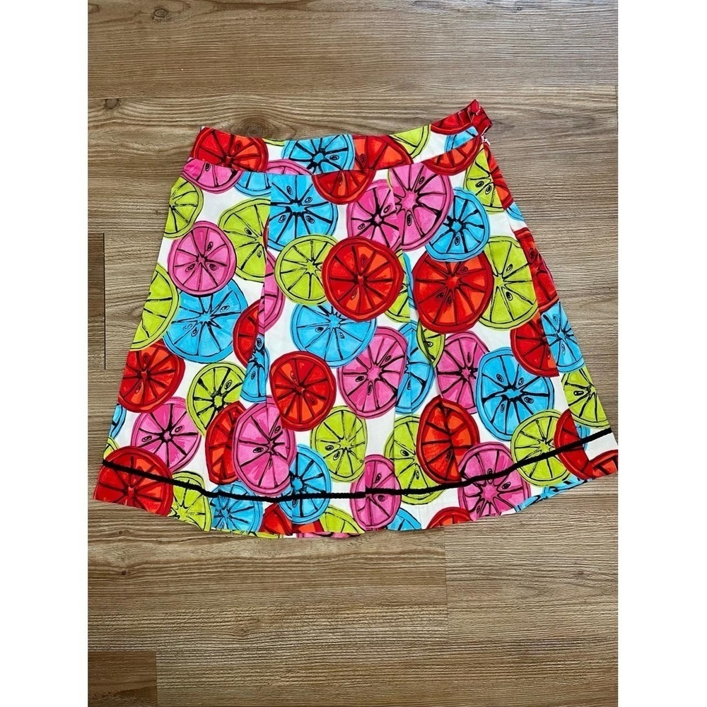 Vintage Grace Elements Bold Colorful Citrus Pleated Skirt Size 8